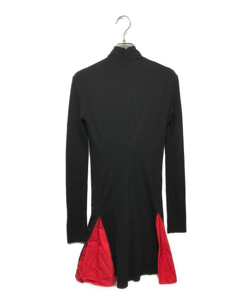 Ferragamo（フェラガモ）Ferragamo (フェラガモ) バイカラーブラウスワンピース ブラック×レッド サイズ:38の古着・服飾アイテム