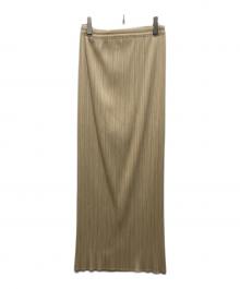 PLEATS PLEASE（プリーツプリーズ）の古着「プリーツロングスカート」｜ベージュ