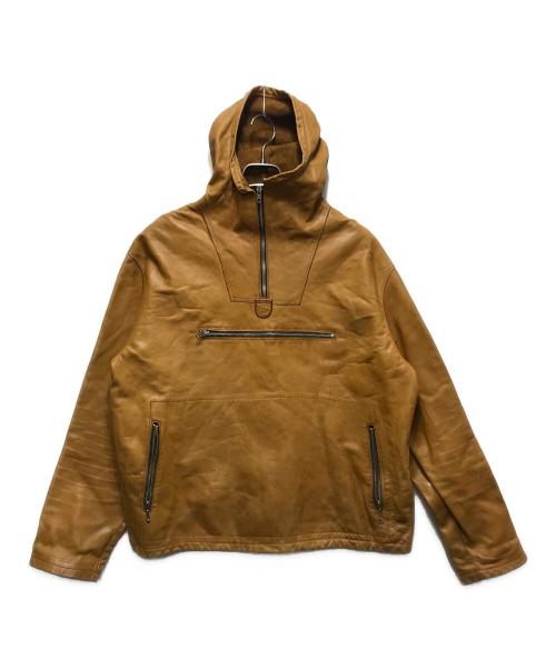 USED（ユーズド）USED (ユーズド) レザープルオーバー アノラックパーカー / DEPEジップ ブラウン サイズ:不明の古着・服飾アイテム