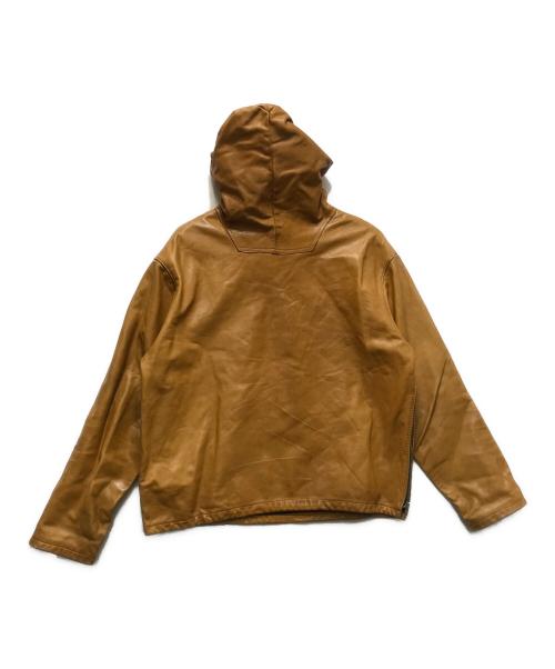 USED（ユーズド）USED (ユーズド) レザープルオーバー アノラックパーカー / DEPEジップ ブラウン サイズ:不明の古着・服飾アイテム