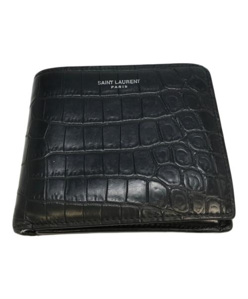 Saint Laurent Paris（サンローランパリ）Saint Laurent Paris (サンローランパリ) クロコダイルエンボスレザーウォレット ブラックの古着・服飾アイテム