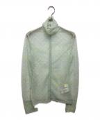 Mame Kurogouchiマメクロゴウチ）の古着「Marble Printed Plaid Sheer High Neck Top」｜グリーン