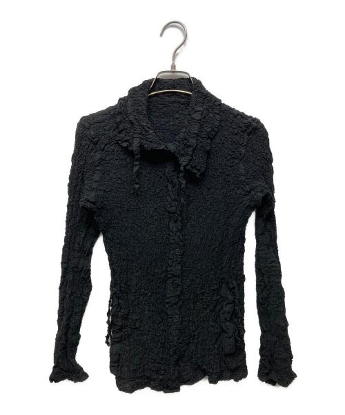 me ISSEY MIYAKE（ミーイッセイ ミヤケ）me ISSEY MIYAKE (ミーイッセイ ミヤケ) シワ加工ポロシャツ ブラック サイズ:FREEの古着・服飾アイテム