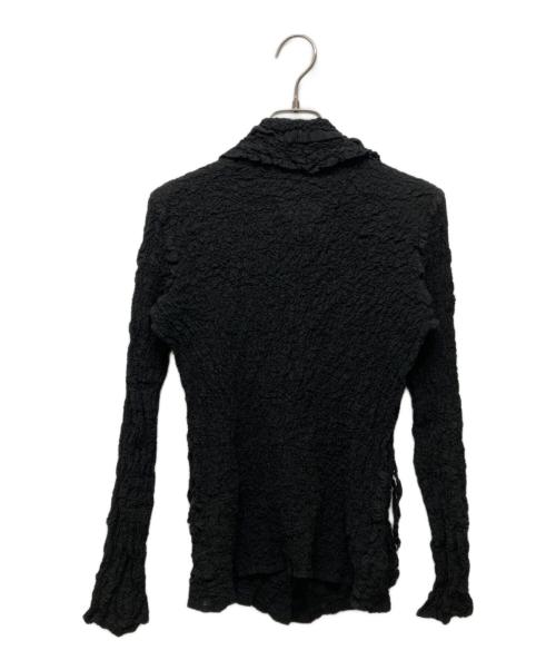 me ISSEY MIYAKE（ミーイッセイ ミヤケ）me ISSEY MIYAKE (ミーイッセイ ミヤケ) シワ加工ポロシャツ ブラック サイズ:FREEの古着・服飾アイテム
