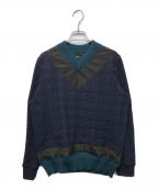 KOLORカラー）の古着「Houndstooth V-Neck Sweater」｜ネイビー