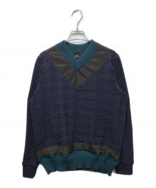KOLOR（カラー）の古着「Houndstooth V-Neck Sweater」｜ネイビー