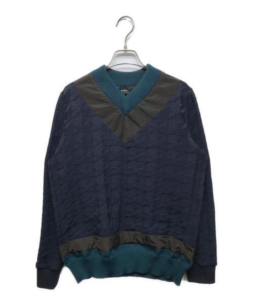 KOLOR（カラー）KOLOR (カラー) Houndstooth V-Neck Sweater ネイビー サイズ:１の古着・服飾アイテム