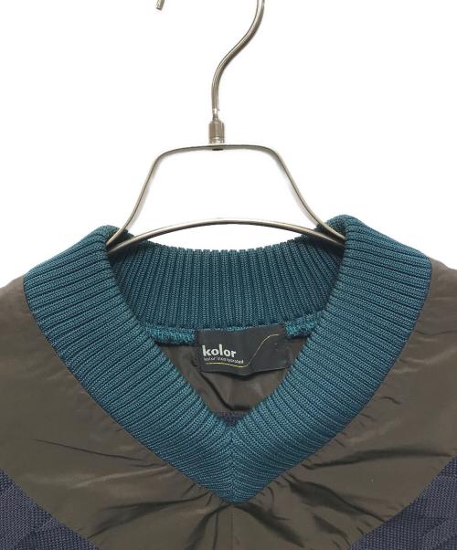 KOLOR（カラー）KOLOR (カラー) Houndstooth V-Neck Sweater ネイビー サイズ:１の古着・服飾アイテム