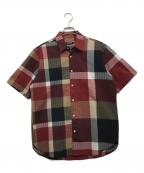 BLACK LABEL CRESTBRIDGEブラックレーベル クレストブリッジ）の古着「シアサッカー半袖チェックシャツ」｜レッド