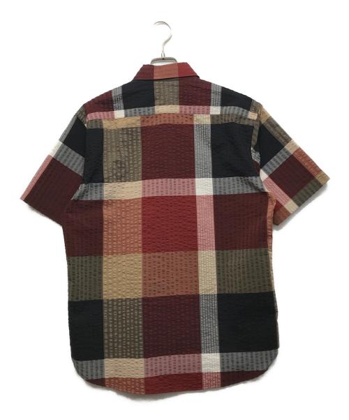 BLACK LABEL CRESTBRIDGE（ブラックレーベル クレストブリッジ）BLACK LABEL CRESTBRIDGE (ブラックレーベル クレストブリッジ) シアサッカー半袖チェックシャツ レッド サイズ:Mの古着・服飾アイテム