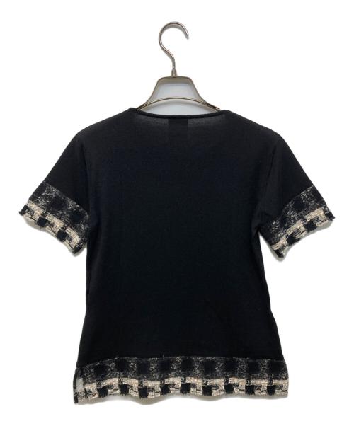 CHANEL（シャネル）CHANEL (シャネル) ツイード切替カシミヤ半袖ニット ブラック サイズ:38の古着・服飾アイテム