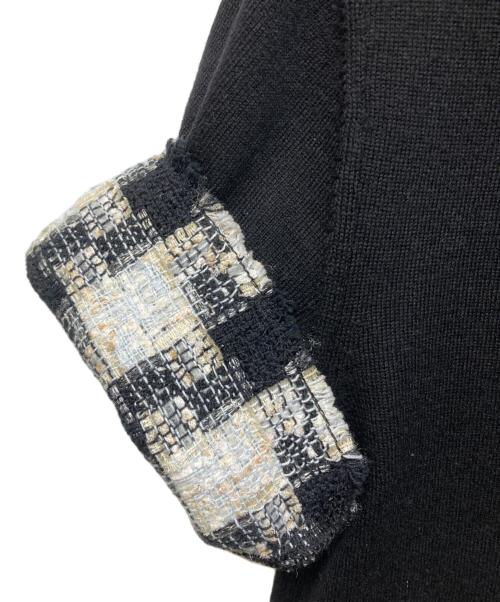 CHANEL（シャネル）CHANEL (シャネル) ツイード切替カシミヤ半袖ニット ブラック サイズ:38の古着・服飾アイテム