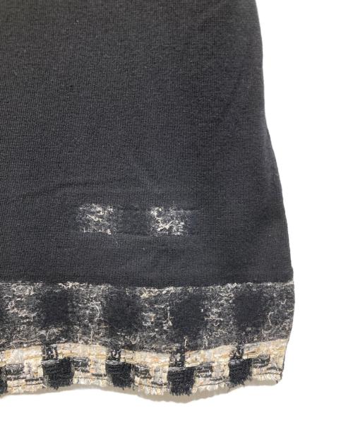 CHANEL（シャネル）CHANEL (シャネル) ツイード切替カシミヤ半袖ニット ブラック サイズ:38の古着・服飾アイテム