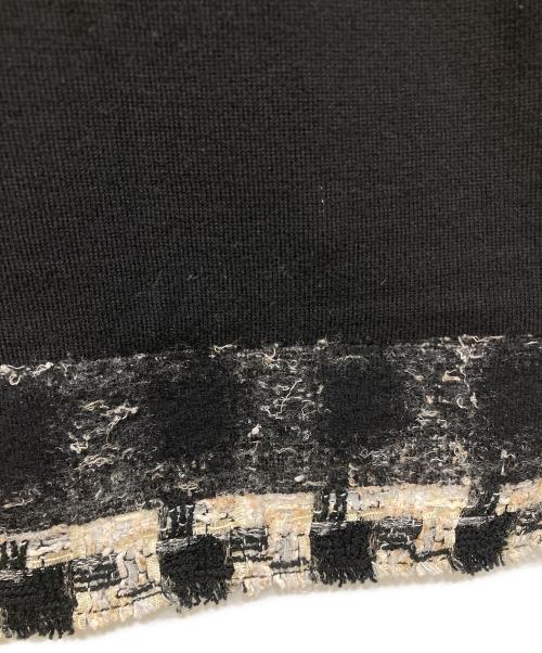 CHANEL（シャネル）CHANEL (シャネル) ツイード切替カシミヤ半袖ニット ブラック サイズ:38の古着・服飾アイテム