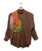 HOMME PLISSE ISSEY MIYAKEオム プリッセ イッセイ ミヤケ）の古着「RB STYLO-BILLE EMBROIDERY SHIRT」｜ブラウン