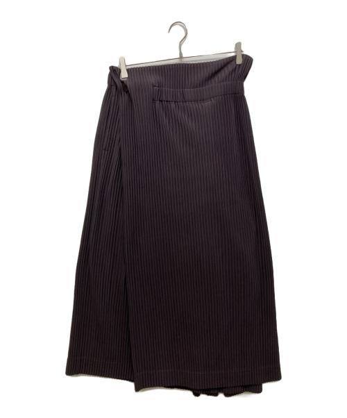 HOMME PLISSE ISSEY MIYAKE（オム プリッセ イッセイ ミヤケ）HOMME PLISSE ISSEY MIYAKE (オム プリッセ イッセイ ミヤケ) アシンメトリープリーツワイドパンツ ブラウン サイズ:3の古着・服飾アイテム