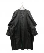 132 5. ISSEY MIYAKE132 5. イッセイ ミヤケ）の古着「ポリエステルノーカラーコート」｜ブラック×グリーン