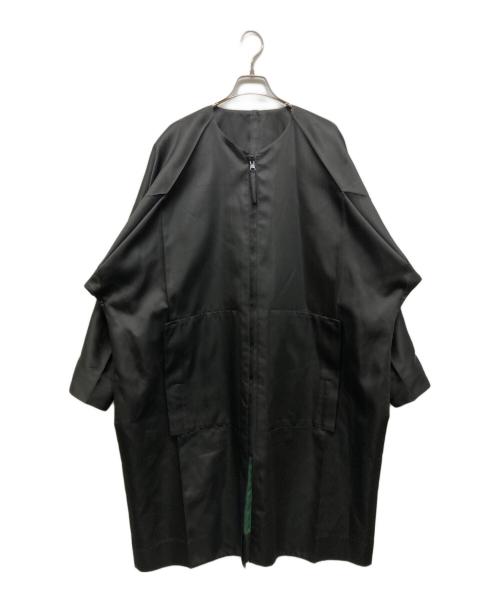 132 5. ISSEY MIYAKE（132 5. イッセイ ミヤケ）132 5. ISSEY MIYAKE (132 5. イッセイ ミヤケ) ポリエステルノーカラーコート ブラック×グリーン サイズ:3の古着・服飾アイテム
