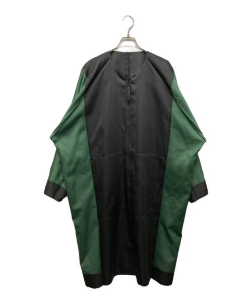 132 5. ISSEY MIYAKE（132 5. イッセイ ミヤケ）132 5. ISSEY MIYAKE (132 5. イッセイ ミヤケ) ポリエステルノーカラーコート ブラック×グリーン サイズ:3の古着・服飾アイテム