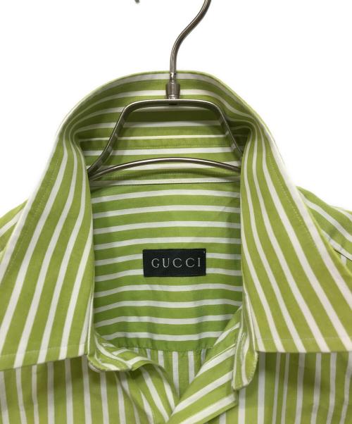 GUCCI（グッチ）GUCCI (グッチ) ストライプシャツ グリーン サイズ:41の古着・服飾アイテム