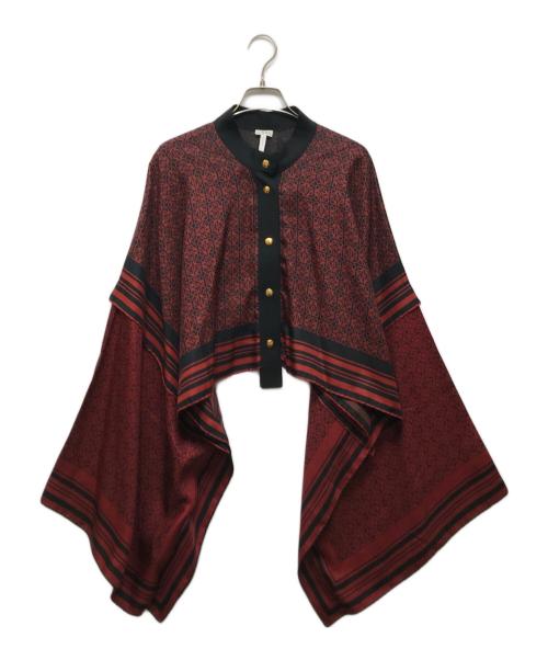 LOEWE（ロエベ）LOEWE (ロエベ) アナグラム釦総柄プリントシャツ レッド サイズ:34の古着・服飾アイテム