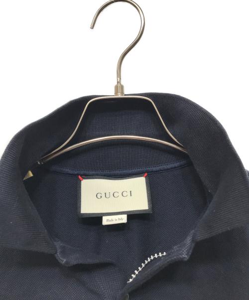 GUCCI（グッチ）GUCCI (グッチ) スタッズ刺繍ポロシャツ ネイビー サイズ:Sの古着・服飾アイテム