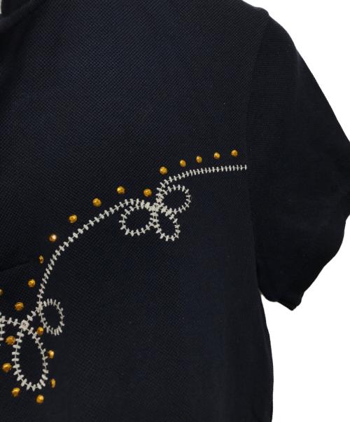 GUCCI（グッチ）GUCCI (グッチ) スタッズ刺繍ポロシャツ ネイビー サイズ:Sの古着・服飾アイテム