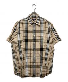 BURBERRY LONDON（バーバリーロンドン）の古着「シルクリネンノバチェックリネンシャツ」｜ブラウン