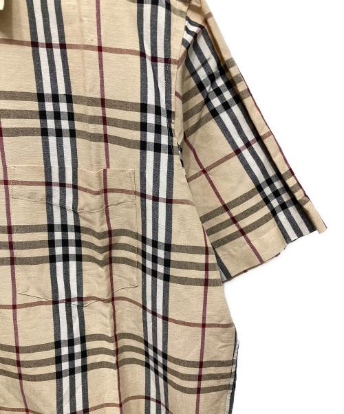 BURBERRY LONDON（バーバリーロンドン）BURBERRY LONDON (バーバリーロンドン) シルクリネンノバチェックリネンシャツ ブラウン サイズ:Mの古着・服飾アイテム