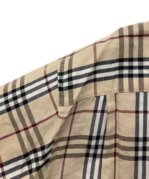 BURBERRY LONDON（バーバリーロンドン）BURBERRY LONDON (バーバリーロンドン) シルクリネンノバチェックリネンシャツ ブラウン サイズ:Mの古着・服飾アイテム