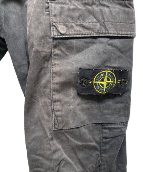 STONE ISLAND（ストーンアイランド）STONE ISLAND (ストーンアイランド) ガーメントダイコットンウールストレッチサテンシャーリングテーパードリブカーゴパンツ ブラック サイズ:31の古着・服飾アイテム