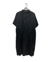 mizuiro-ind（ミズイロインド）の古着「pin tuck waist gather waide OP 3color」｜ブラック
