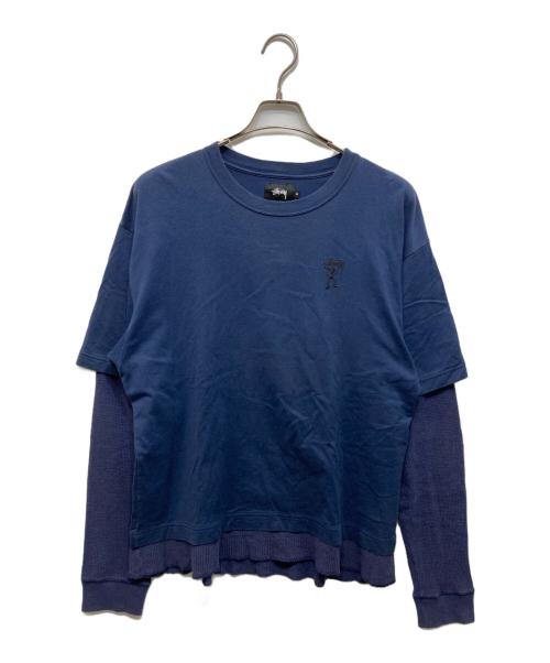 stussy（ステューシー）stussy (ステューシー) フェイクレイヤードカットソー ネイビー サイズ:Mの古着・服飾アイテム