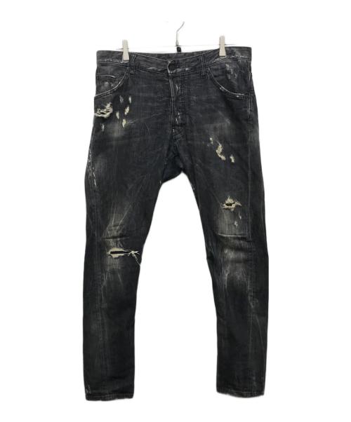 DSQUARED2（ディースクエアード）DSQUARED2 (ディースクエアード) ダメージデニムパンツ ブラック サイズ:48の古着・服飾アイテム