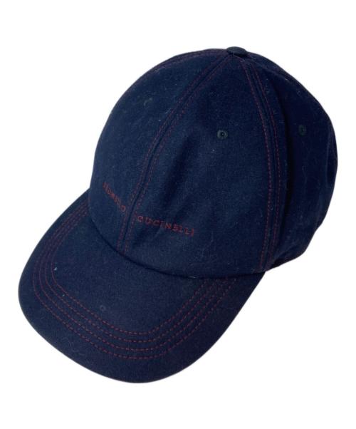 BRUNELLO CUCINELLI（ブルネロクチネリ）BRUNELLO CUCINELLI (ブルネロクチネリ) カシミヤ混キャップ　イタリア製　 ネイビーの古着・服飾アイテム