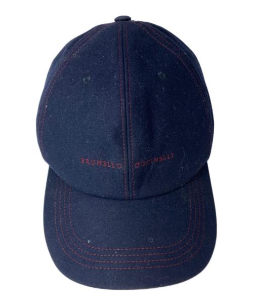BRUNELLO CUCINELLI（ブルネロクチネリ）BRUNELLO CUCINELLI (ブルネロクチネリ) カシミヤ混キャップ　イタリア製　 ネイビーの古着・服飾アイテム