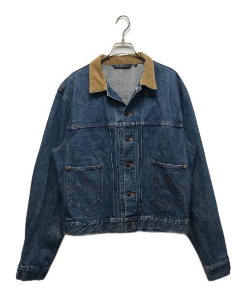 POLO RALPH LAUREN（ポロ・ラルフローレン）POLO RALPH LAUREN (ポロ・ラルフローレン) 襟コーデュロイデニムトラッカージャケット インディゴ サイズ:Lの古着・服飾アイテム