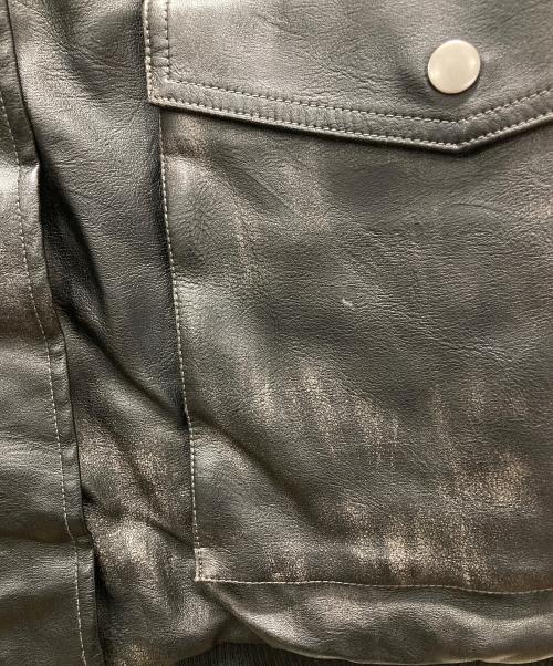 Star（スター）STAR (スター) ダメージ加工フェイクレザージャケット ブラック サイズ:Lの古着・服飾アイテム