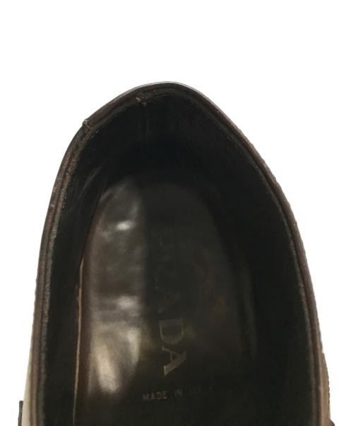 PRADA（プラダ）PRADA (プラダ) スクエアトゥシングルモンクストラップブーツ ブラウン サイズ:6 1/2の古着・服飾アイテム