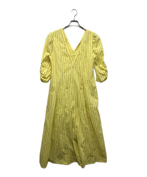 ne quittez pas（ヌキテパ）ne quittez pas (ヌキテパ) Cotton Slub Stripe Gather Sleeve Dress / 010441bl4 イエロー サイズ:-の古着・服飾アイテム