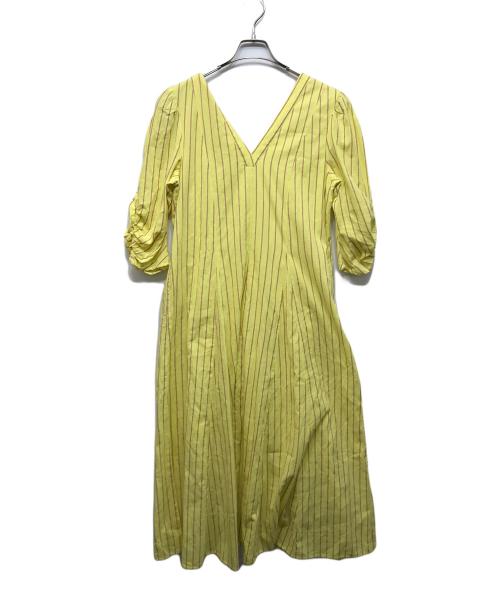 ne quittez pas（ヌキテパ）ne quittez pas (ヌキテパ) Cotton Slub Stripe Gather Sleeve Dress / 010441bl4 イエロー サイズ:-の古着・服飾アイテム