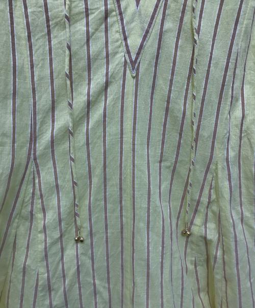 ne quittez pas（ヌキテパ）ne quittez pas (ヌキテパ) Cotton Slub Stripe Gather Sleeve Dress / 010441bl4 イエロー サイズ:-の古着・服飾アイテム