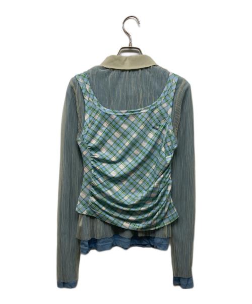 MAISON SPECIAL（メゾンスペシャル）MAISON SPECIAL (メゾンスペシャル) Three-Piece Sheer Polo Top グリーン サイズ:FREEの古着・服飾アイテム