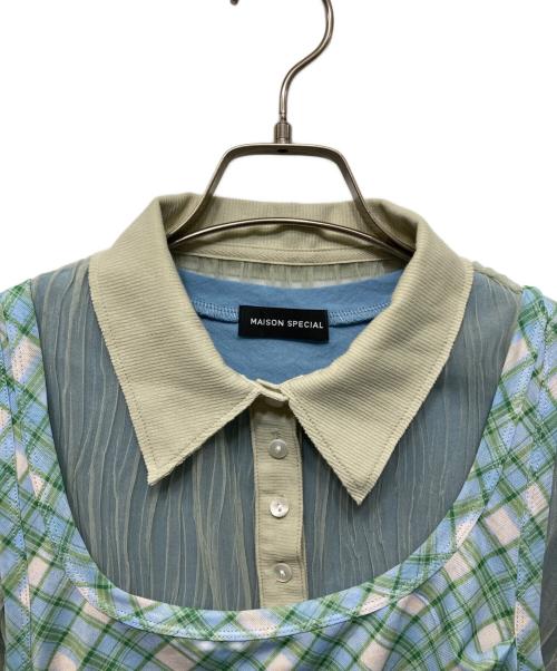 MAISON SPECIAL（メゾンスペシャル）MAISON SPECIAL (メゾンスペシャル) Three-Piece Sheer Polo Top グリーン サイズ:FREEの古着・服飾アイテム