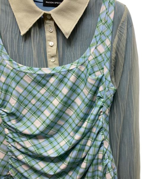 MAISON SPECIAL（メゾンスペシャル）MAISON SPECIAL (メゾンスペシャル) Three-Piece Sheer Polo Top グリーン サイズ:FREEの古着・服飾アイテム