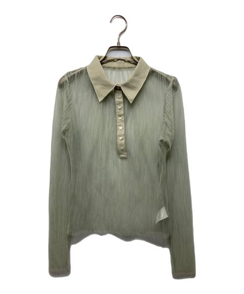 MAISON SPECIAL（メゾンスペシャル）MAISON SPECIAL (メゾンスペシャル) Three-Piece Sheer Polo Top グリーン サイズ:FREEの古着・服飾アイテム