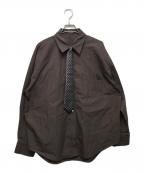 MAISON SPECIALメゾンスペシャル）の古着「Striped Tie Shirt / 21261315205」｜ブラウン