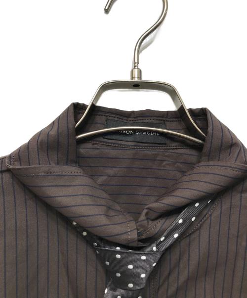 MAISON SPECIAL（メゾンスペシャル）MAISON SPECIAL (メゾンスペシャル) Striped Tie Shirt / 21261315205 ブラウン サイズ:freeの古着・服飾アイテム