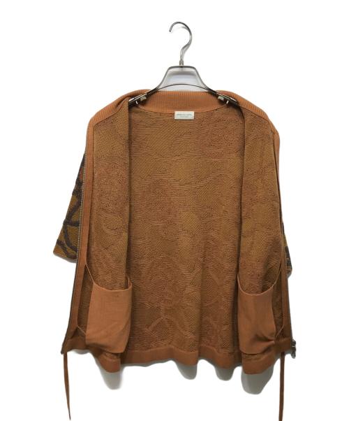 DRIES VAN NOTEN（ドリスヴァンノッテン）DRIES VAN NOTEN (ドリスヴァンノッテン) 花柄ジップアップ半袖ニット ブラウン サイズ:XSの古着・服飾アイテム