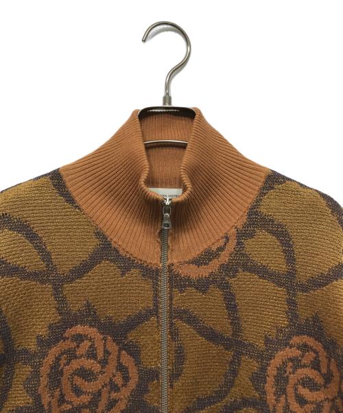 DRIES VAN NOTEN（ドリスヴァンノッテン）DRIES VAN NOTEN (ドリスヴァンノッテン) 花柄ジップアップ半袖ニット ブラウン サイズ:XSの古着・服飾アイテム